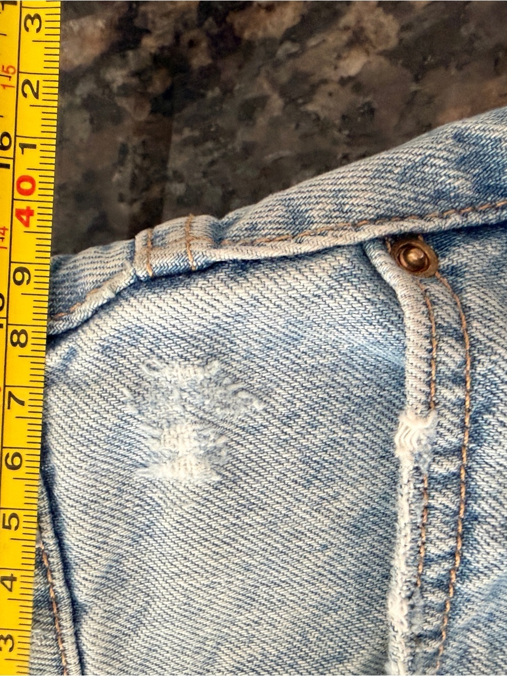 Light Blue Distressed Zara High Waisted Denim Shorts - Picture 6 of 8